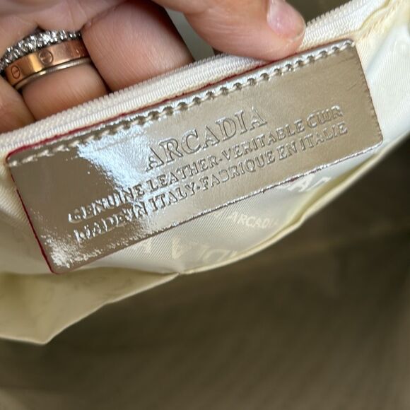 Arcadia Classic Large Alma Style Satchel Patent Leather Monogram Red Accents Bag - Picture 10 of 16